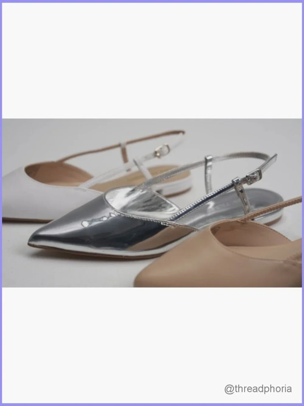 Pointed Toe Slingback Flats with Buckle Strap Lightweight Low Heel Office Work